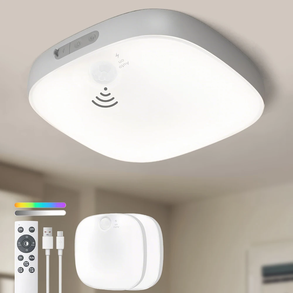Wasserdichte Duschlampe IP65 mit Fernbedienung - 18 Farben LED-Deckenlampe, Batteriebetrieben, Touch- & Fernbedienung, Magnetisch, Kabellos, Ohne Bohren für Badezimmer, Dusche, als Deckenleuchte, Wandleuchte