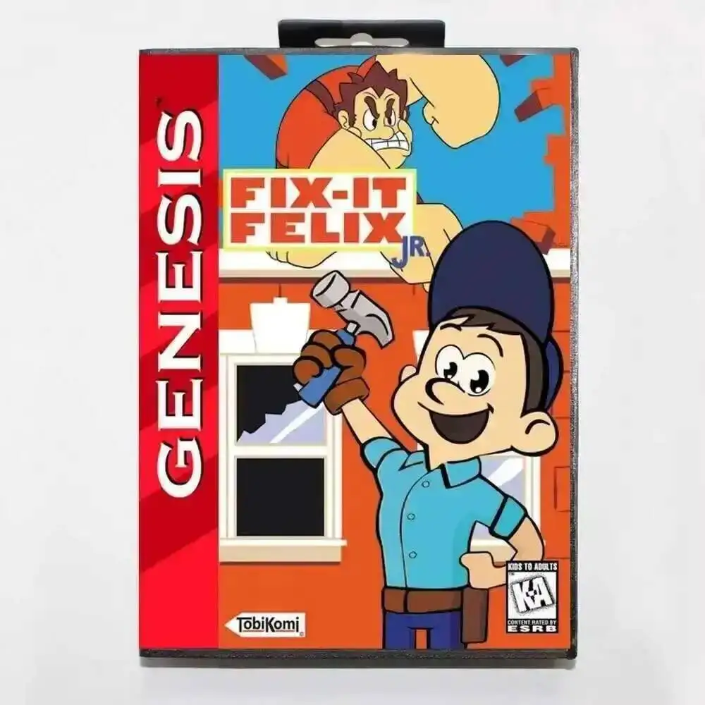 Fix It Felix Jr MD Game Card 16 Bit USA Cover for Sega Megadrive Genesis Video Game Console Cartridge