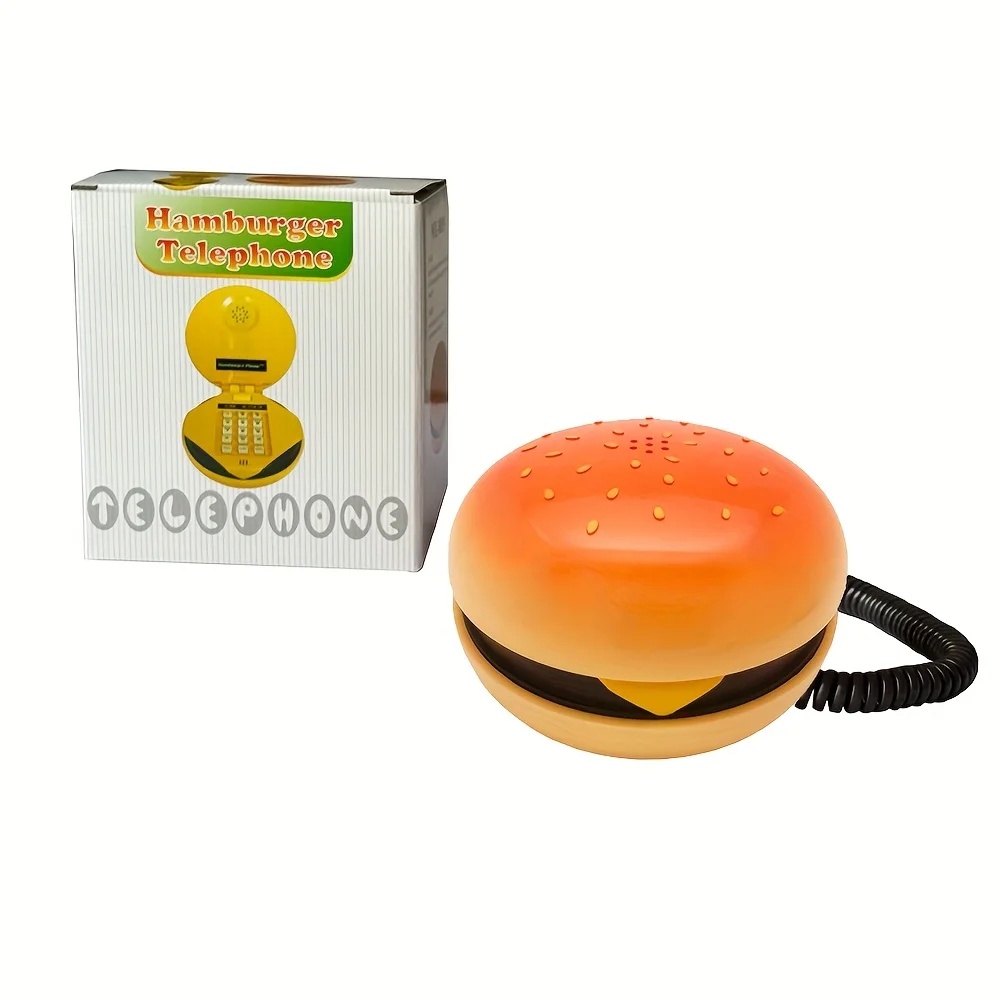 Creative Cartoon Hamburger Landline Phone - Real Working Telephone Gift & Decor for Home, Office, Promotions, Business Giveaways