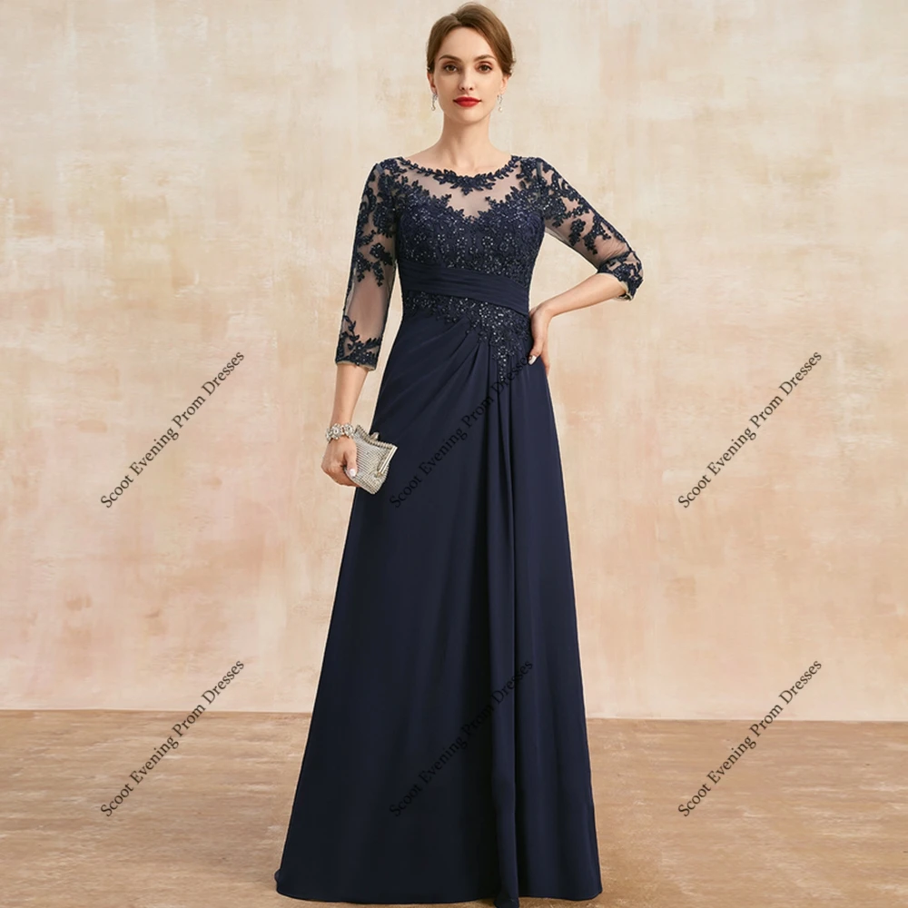 Charming Strapless Mother of Bride Dresse Chiffon 3/4 Sleeve Wedding Party Dresses for Women 2026 Summer New Robe De Soirée