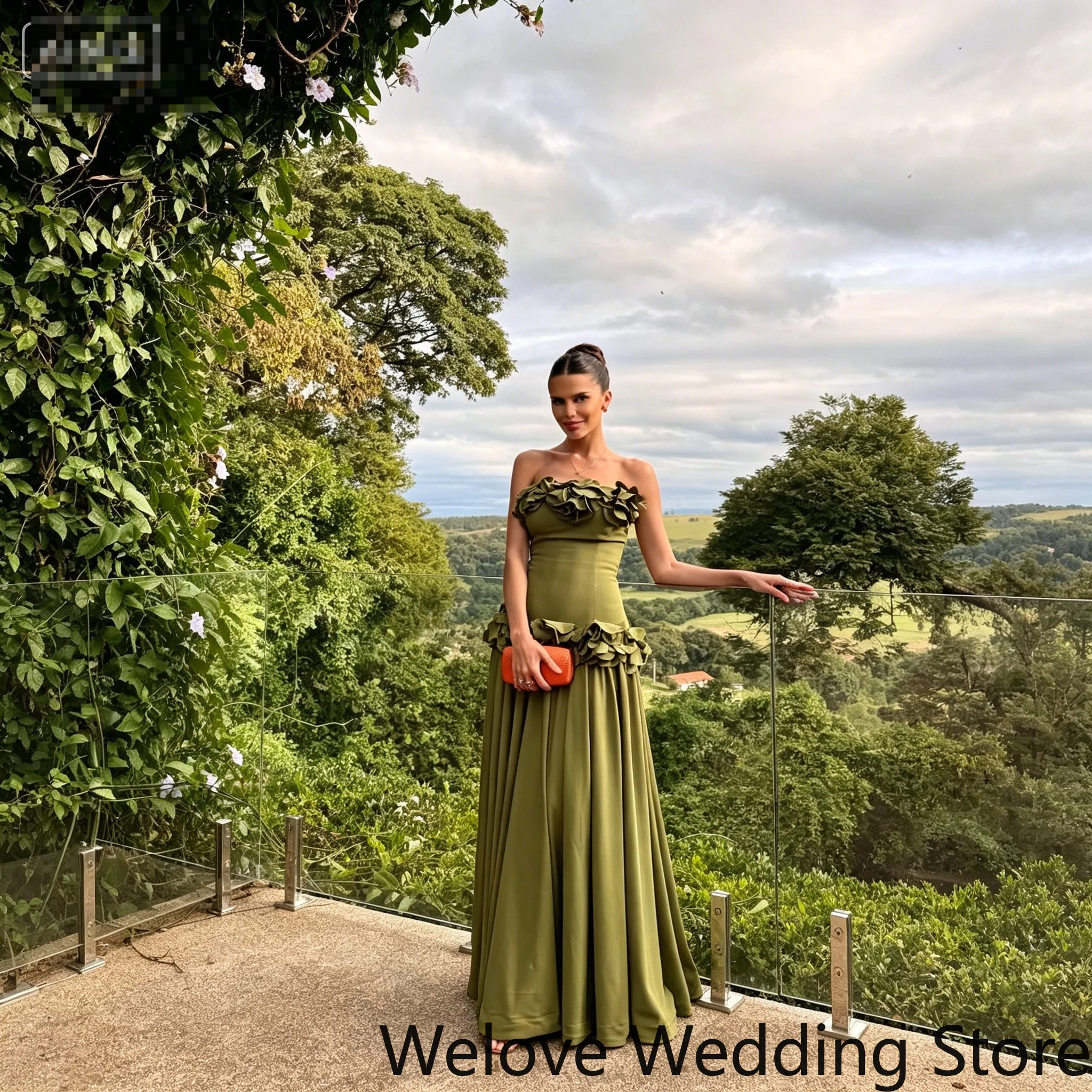 Stunning Sage Green Formal Evening Gown featuring a strapless sweetheart neckline, intricately beaded corset bodice