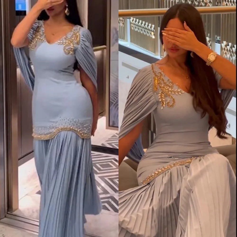 Customizedes Retro Elegant V-neck Mermaid Beading Chiffon Formal Occasion Gown платье женское for black girls