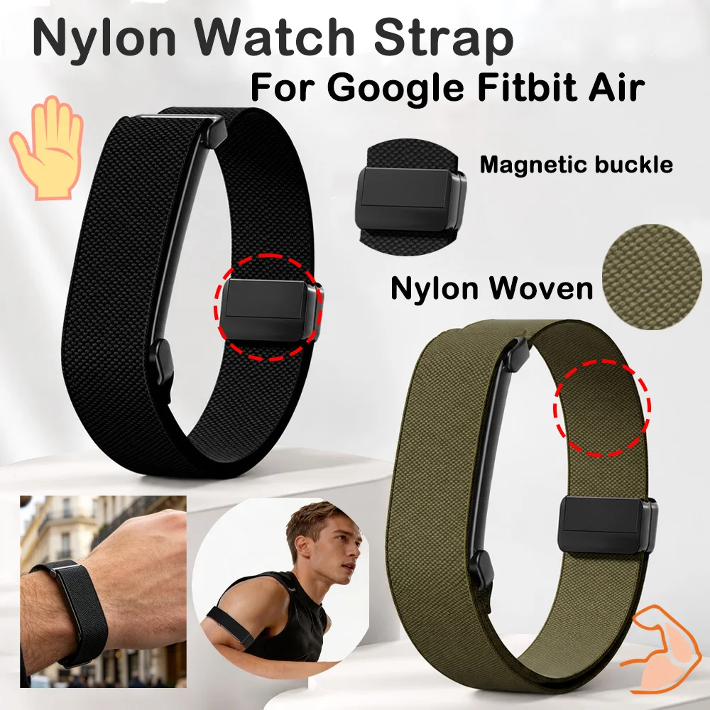 2PC Nylon Magnetic Wristbands for Google Fitbit Air Unisex Adjustable Sweat Proof Replacement Sport Band for Google Fitbit Air