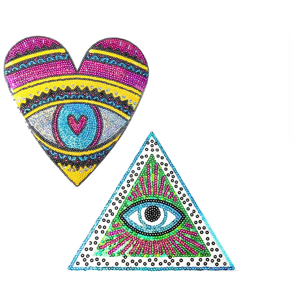 Rainbow Devil Eye Sequin Patch Sew on Badge Embellishments Finishes DIY Apparel Accessories Iron on Applique Sticker for Clothes