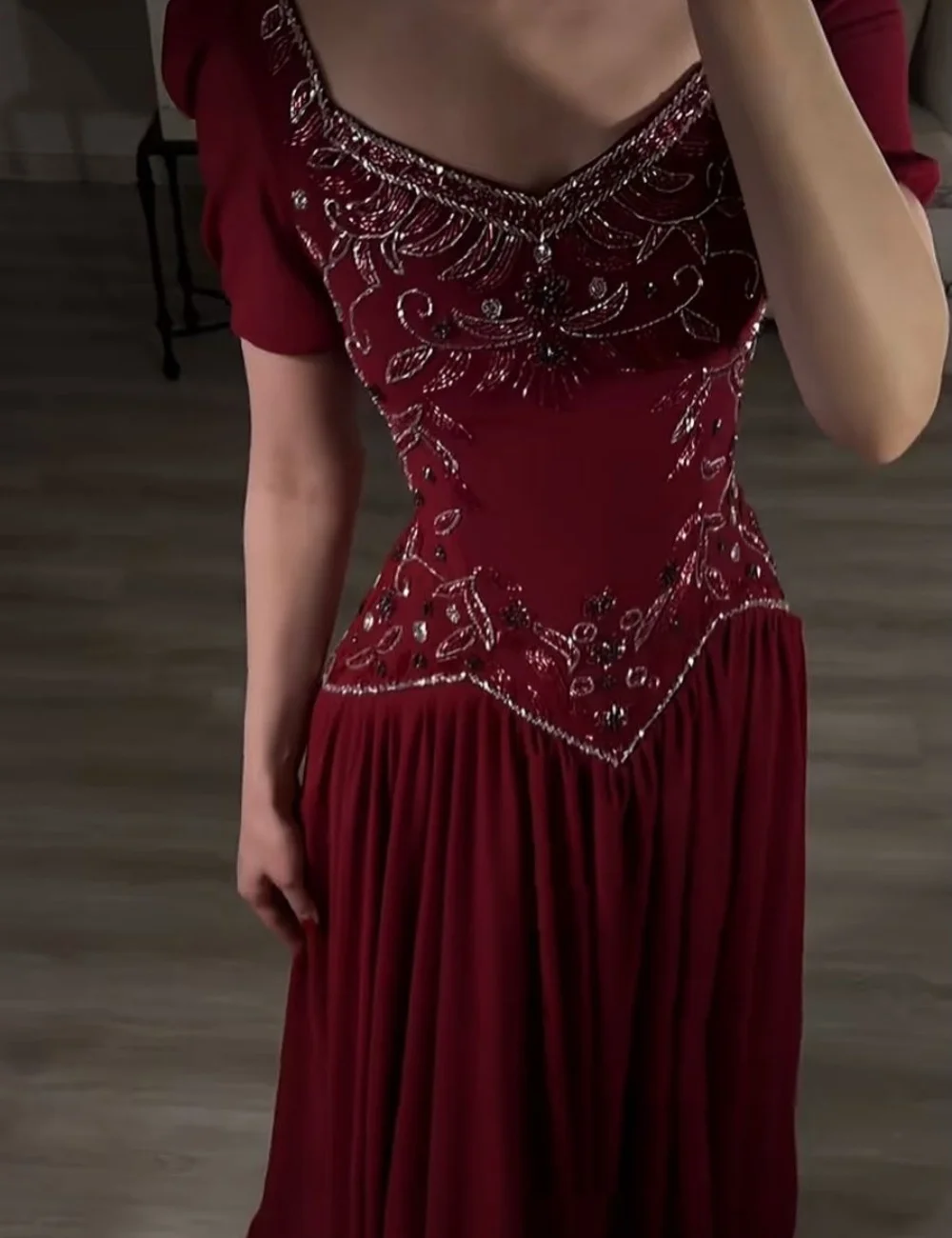 Customized High Quality Jersey Pattern Sequined Pleat A-line Sweetheart Long Bespoke Occasion Prom Dresses Simple