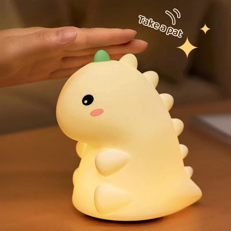 LED-Nachtlicht Dinosaurier Silikon-Nachtlampe USB Wiederaufladbar mit Timer Nachttischlampe Raumdekoration Kinder Baby Nachtlicht Geschenk