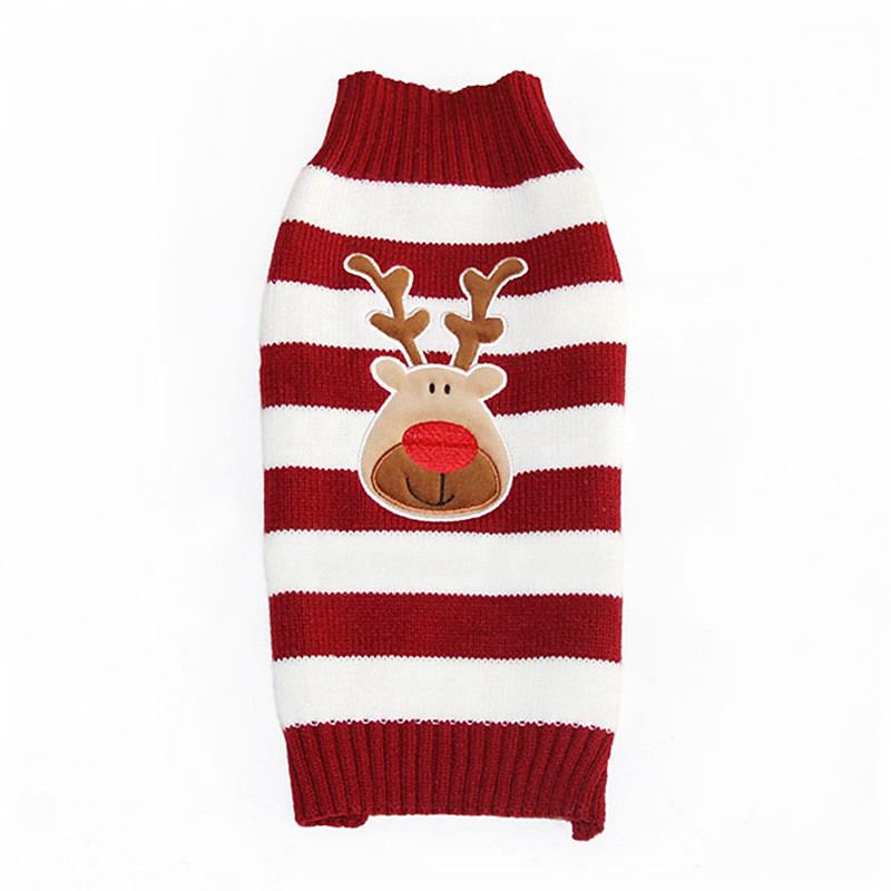 Autumn and Winter Christmas Santa Claus Red and White Striped Cartoon Dog Sweater Dog Clothes for Pet Dogs
