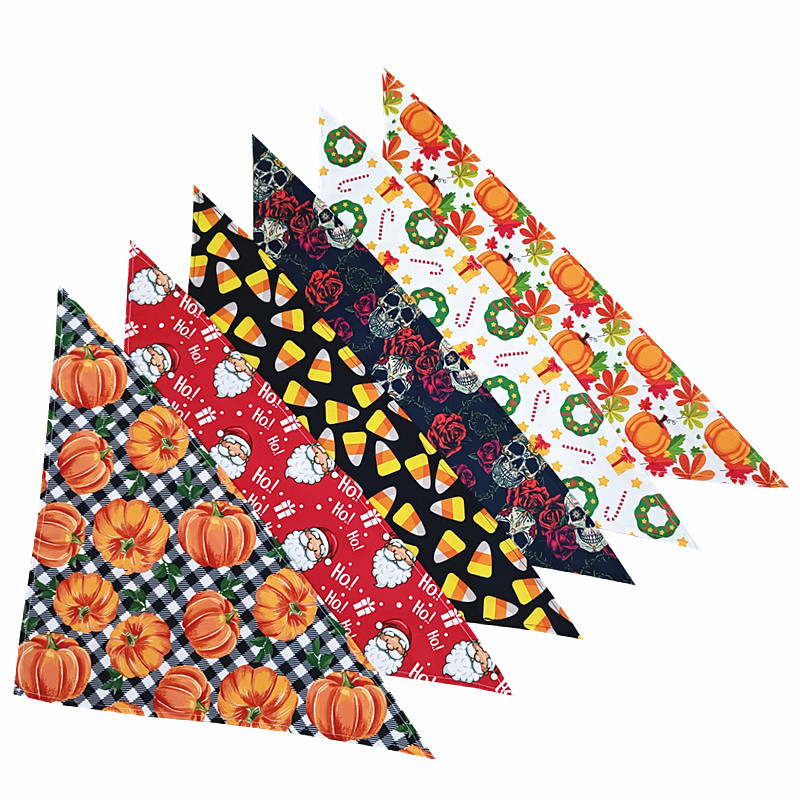 12 Pcs Random Christmas Dog Lip Scarf Valentine's Day Pet Scarf Autumn Triangle Scarf Halloween Cat and Dog Scarf