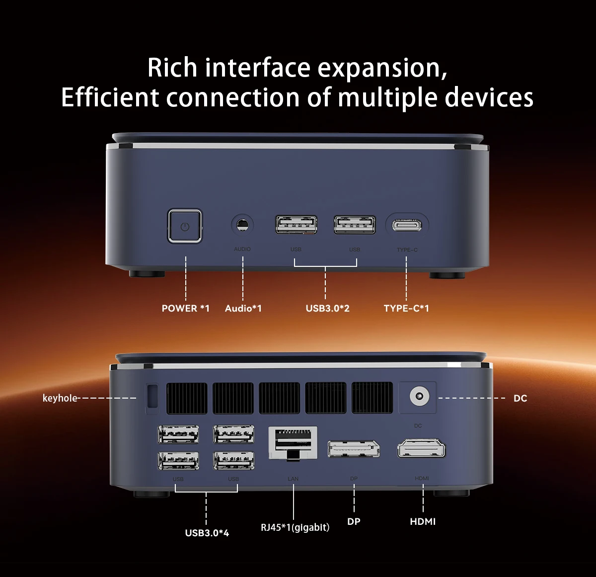 Mini-Computer SOYO M5 Mini-Computer CPU AMD Ryzen 3 4300U Speicher LPDDR4 16GB RAM GB ROM Windows 11 Pro Desktop-Computer