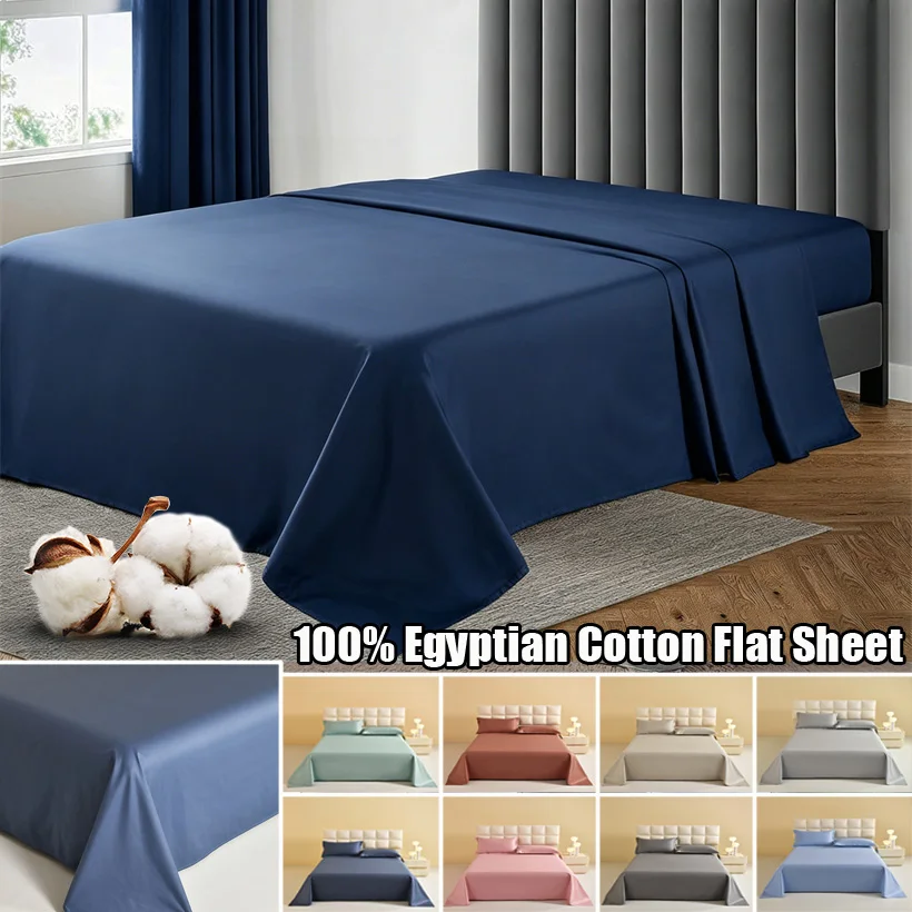 Drap plat doux et durable 100% coton égyptien à fibres longues, linge de lit pour la maison, l