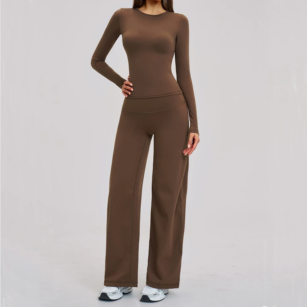 Tenues de sport pour femmes, ensemble de yoga 2 pièces, vêtements de sport, ensemble de sport à séchage rapide, survêtement pour femmes, vêtements de yoga à manches longues pour la course à pied et l'entraînement