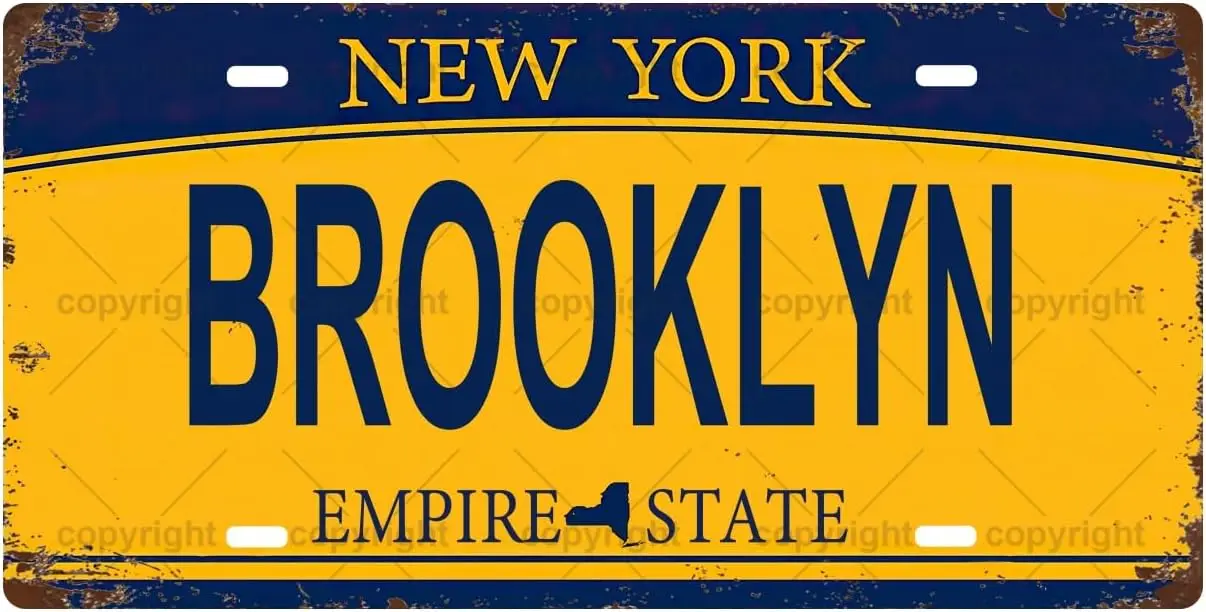 BROOKLYN Plaque en métal vintage, plaque d