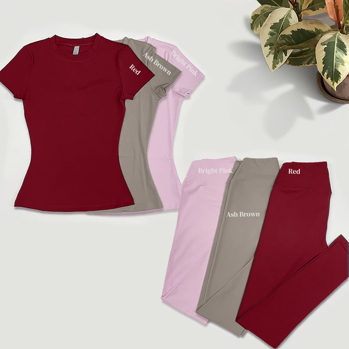 Ensemble de sport 2 pièces : T-shirt à manches courtes et leggings de sport, col rond, tenue de sport pour le cyclisme, vêtements de sport
