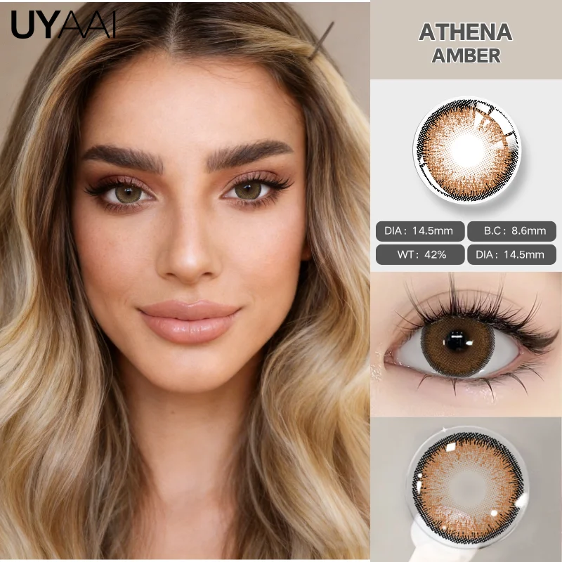Lentilles de contact colorées UYAAI, lentilles brunes naturelles, lentilles grises, lentilles de contact vertes, look naturel, lentilles de contact cosmétiques, beauté, grands yeux