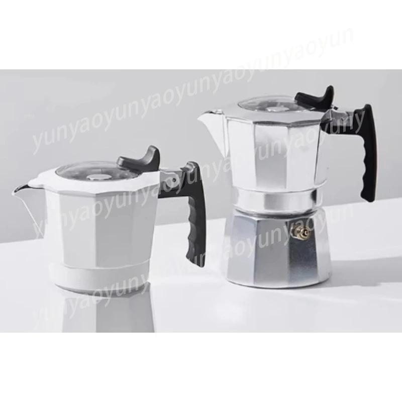 Cafetière à expresso 2 tasses à double valve pour cuisinière, en aluminium argenté non revêtu, outil de préparation de café à domicile