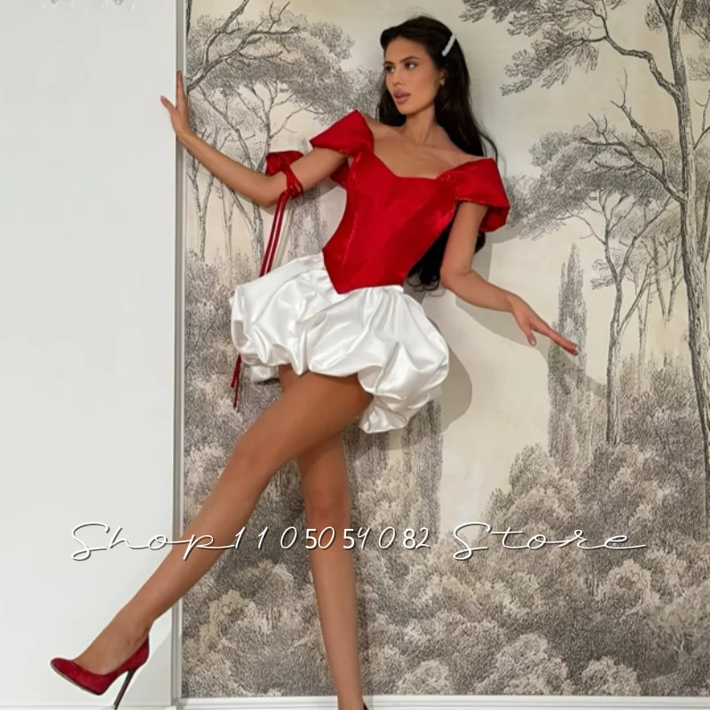 Sweet Red White Mini Prom Dress Sweetheart Neck платье вечерн Corset Elegant Women’s Dress Mini Puff Party Dress Customized