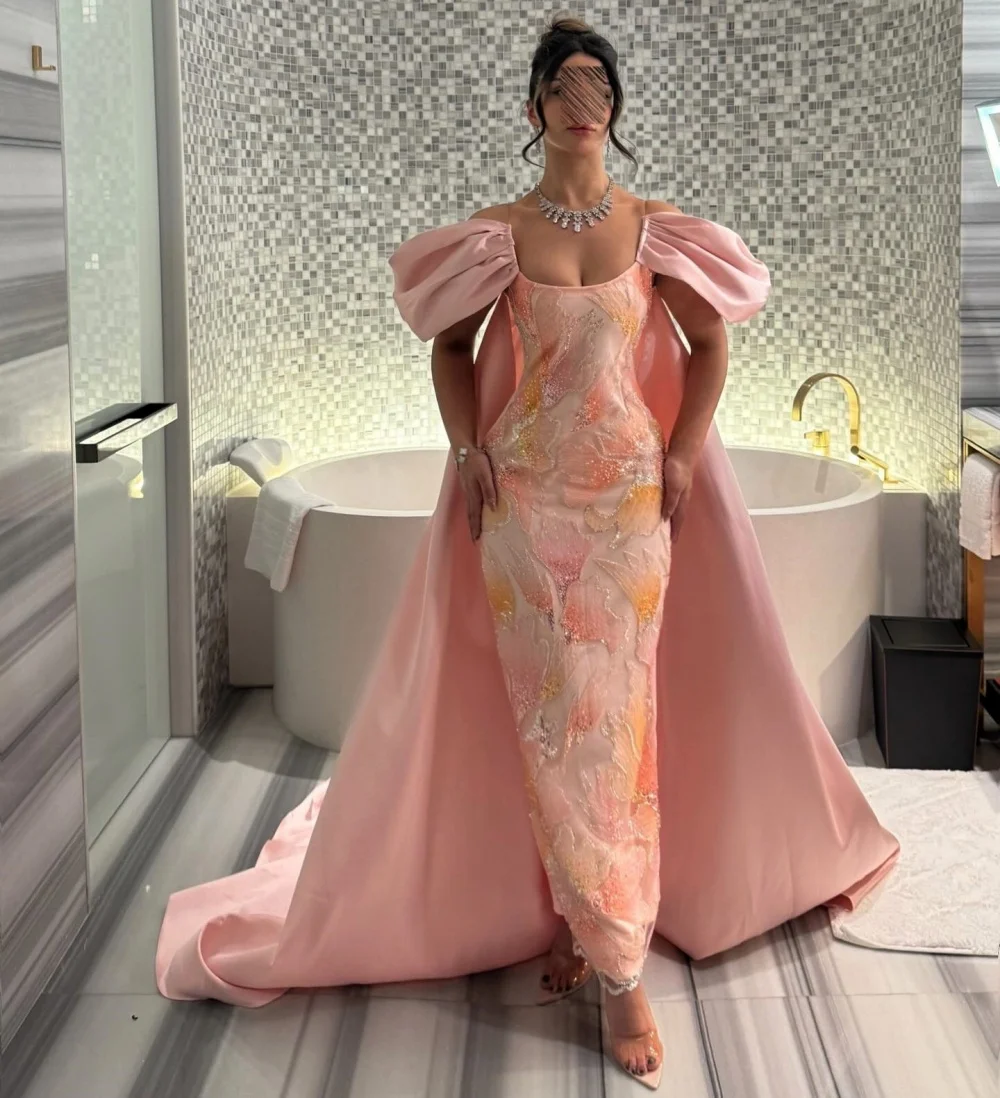 Customized Exquisite Glitter Pattern Off-the-shoulder Evening Dress High Quality Wedding Party Dress Straight Midi Dresses
