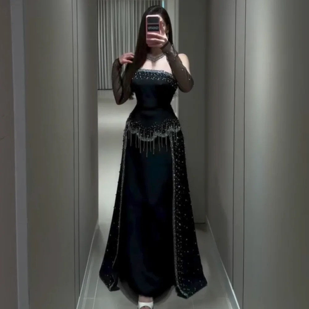 Customized Formal Jersey Sequined Pattern A-line Off-the-shoulder Long Celebrity Dresses Luxury 2026 Chinese Style