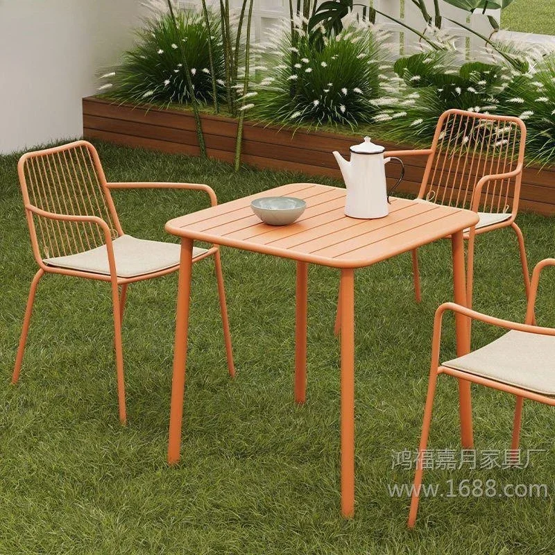 Outdoor table and chair com***ation wrought iron leisurechair garden home diningchair balcony homestay garden club vil******in