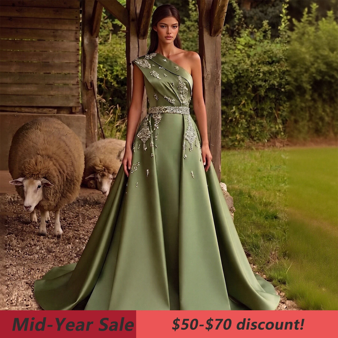 Sharon Said Evening Dress Luxury One Shoulder Satin Sequined Crystal Backless Dubai Formal Birthday Party Gowns SS599 Customized