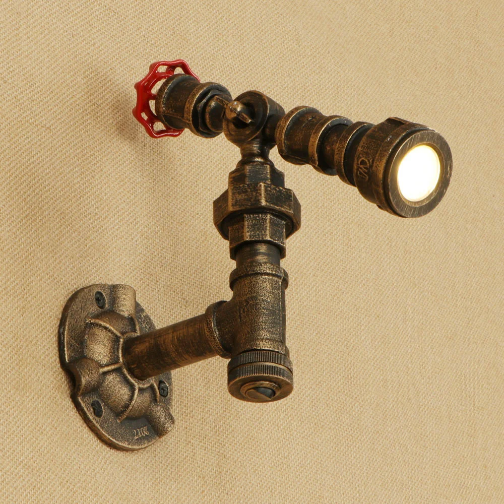 Retro Eisen Wasser Rohr Wand Lampe Vintage Spot Licht Led Amerikanischen Industriellen Wandleuchte Schlafzimmer Wohnzimmer Badezimmer Pfad Café