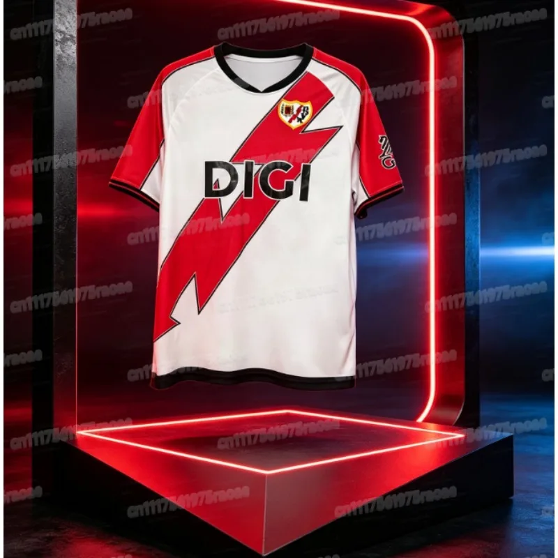 26-27 Maillot de football domicile Rayo Vallecano pour supporters, respirant, séchage rapide, imprimé en 3D, T-shirt de sport pour la famille, été