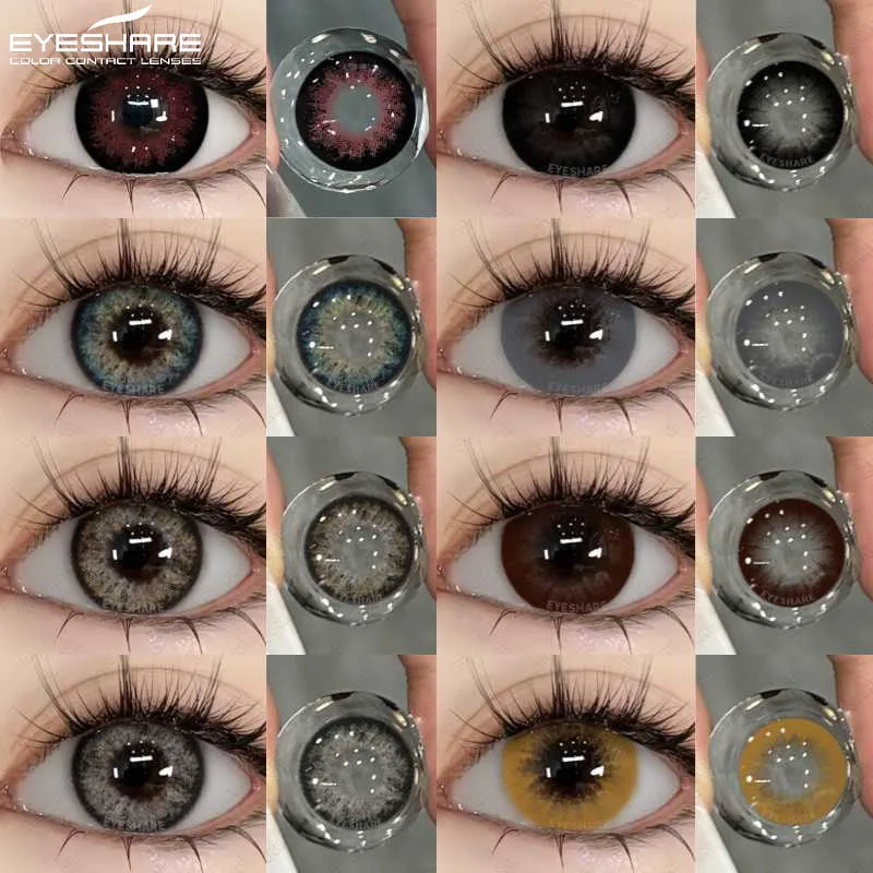 EYESHARE Lentilles de contact de couleur pour les yeux Lentilles noires Lentilles pour grands yeux 1 paire de lentilles de contact pour les yeux gris Lentilles de contact pour les yeux naturelles