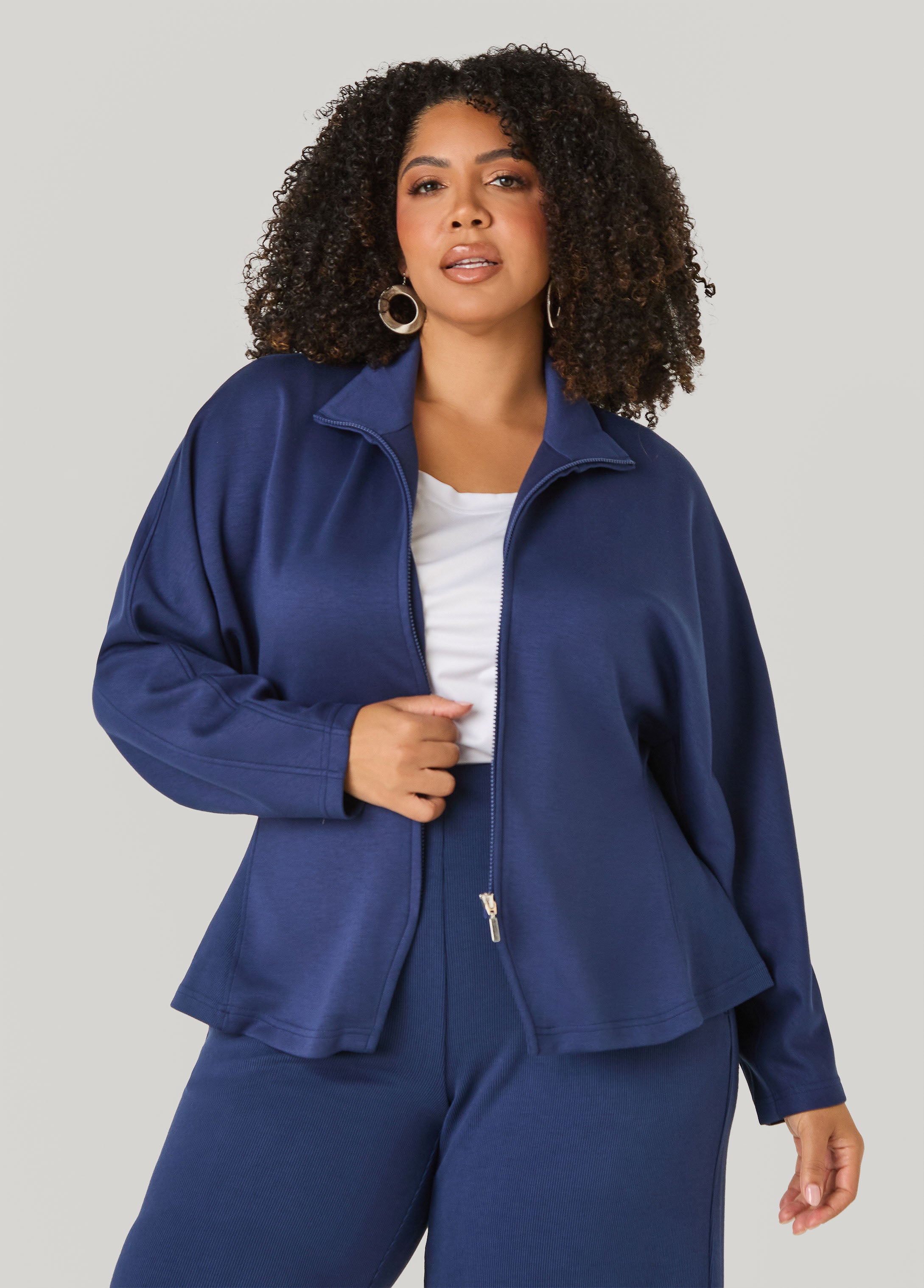 Plus Size Luxe Soft Scuba Peplum Jacket