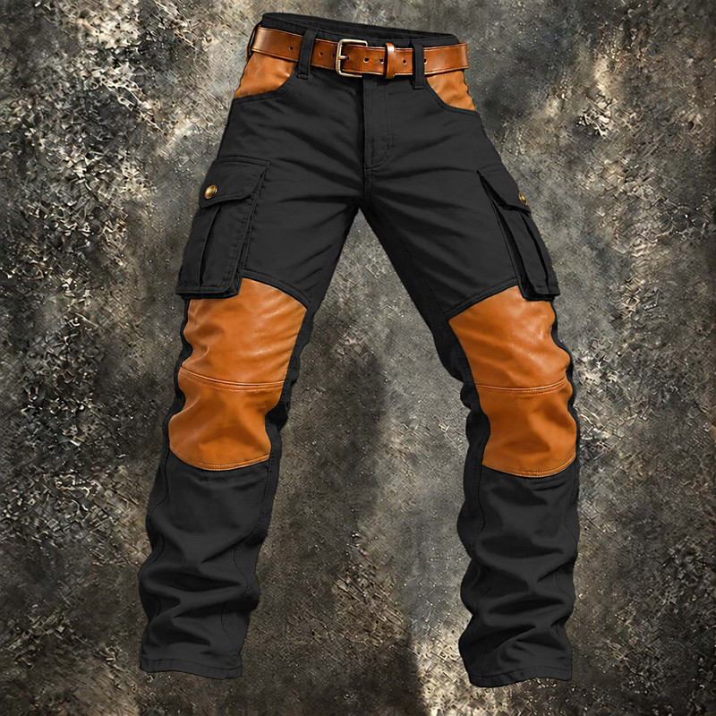 Men's Cargo Pants Trousers Tactical Pants Work Pants Elastic Waist Multi Pocket Color Block Patchwork Windproof Comfort Full Length Casual Daily Outdoor Fashion Retro Vintage Khaki Black