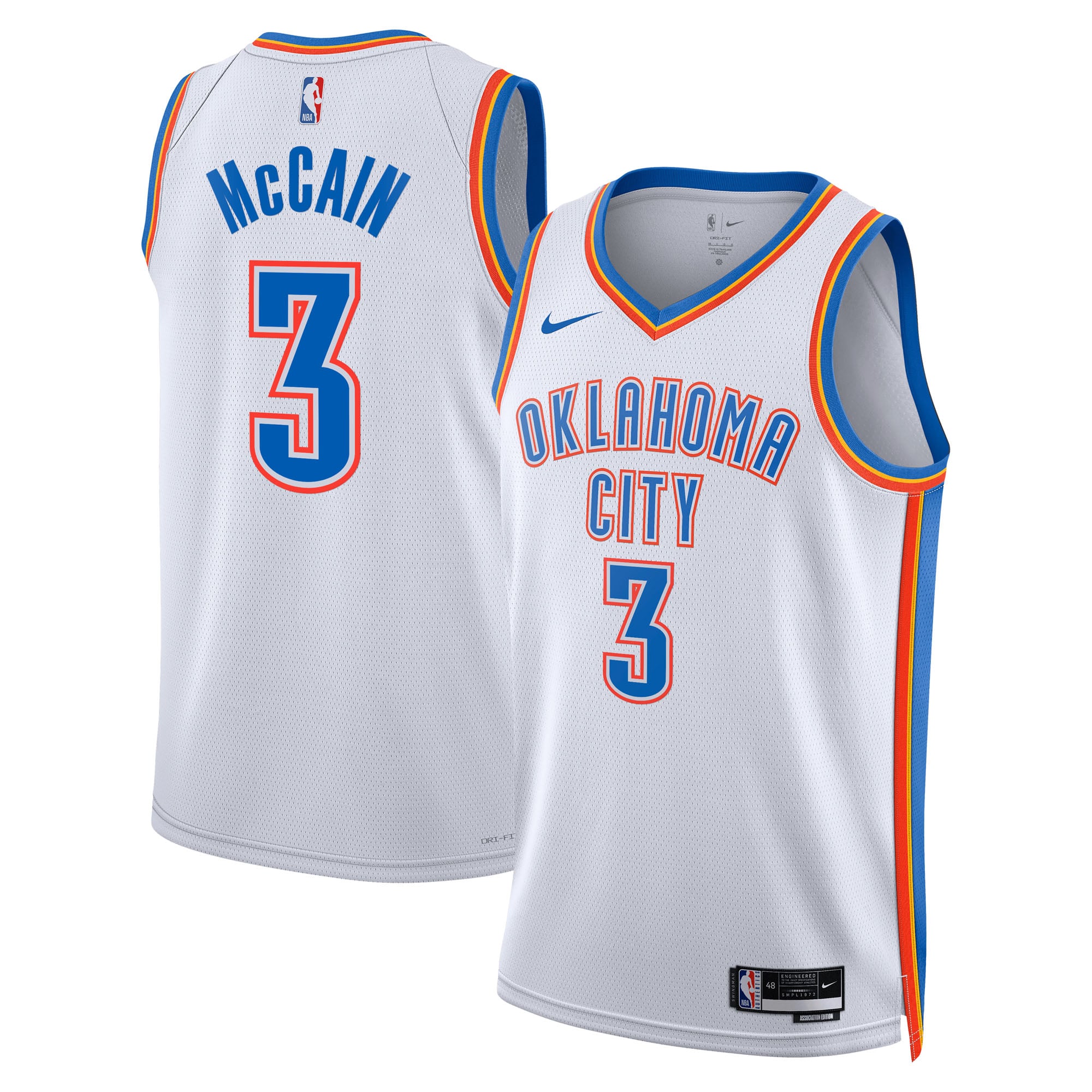 Oklahoma City Thunder Nike Association Edition Swingman-Trikot – Weiß – Jared McCain – Unisex