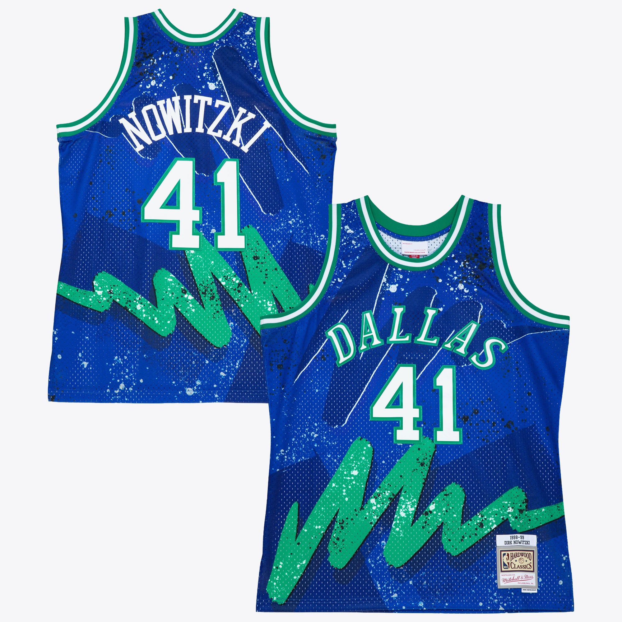 Dallas Mavericks Mitchell & Ness Dirk Nowitzki 1998 Hyper Hoops Swingman Jersey - Blau