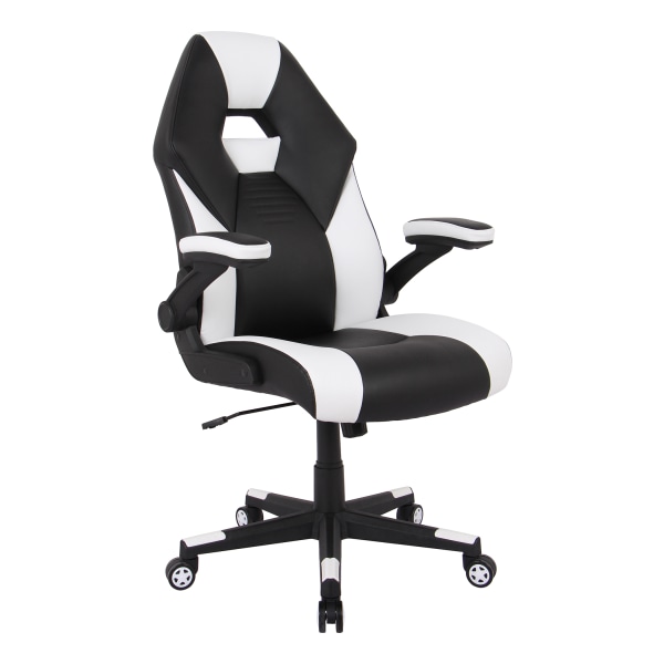 RS Gaming RGX Faux Leather High-Back Gaming Chair, Black/White, BIFMA Compliant