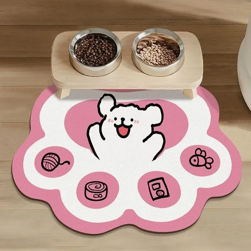Tapis pour animaux de compagnie VIKAMA, tapis pour chien en forme de pattes irrégulières, tapis pour nourriture pour chien, tapis pour nourriture pour chat, tapis anti-fuite, tapis pour chien pour nourriture et eau