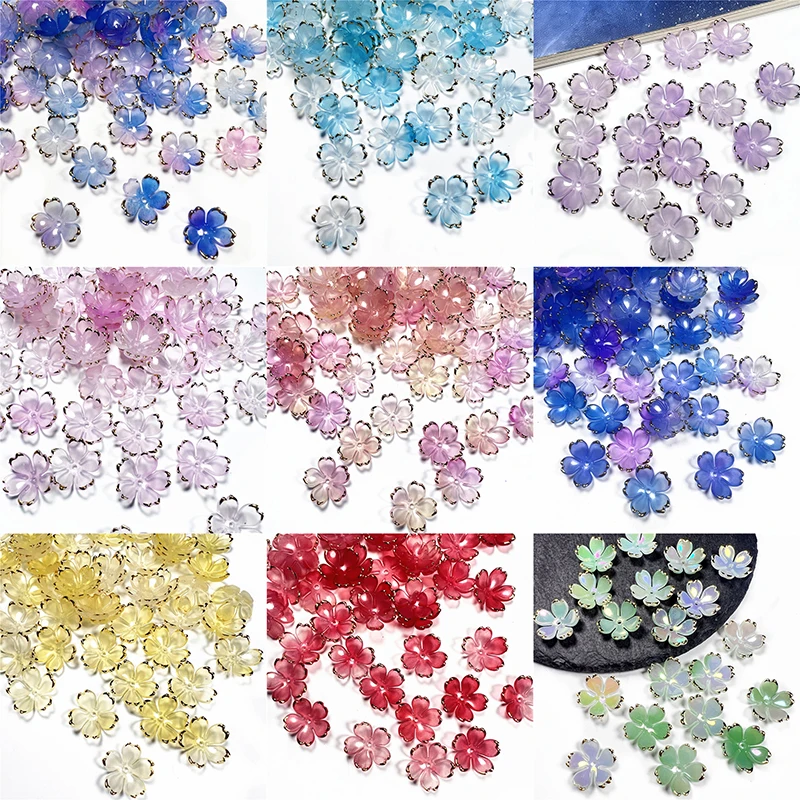 Perles de fleurs en acrylique sans fleurs, pétales de fleurs, connecteurs de charme, boucles d