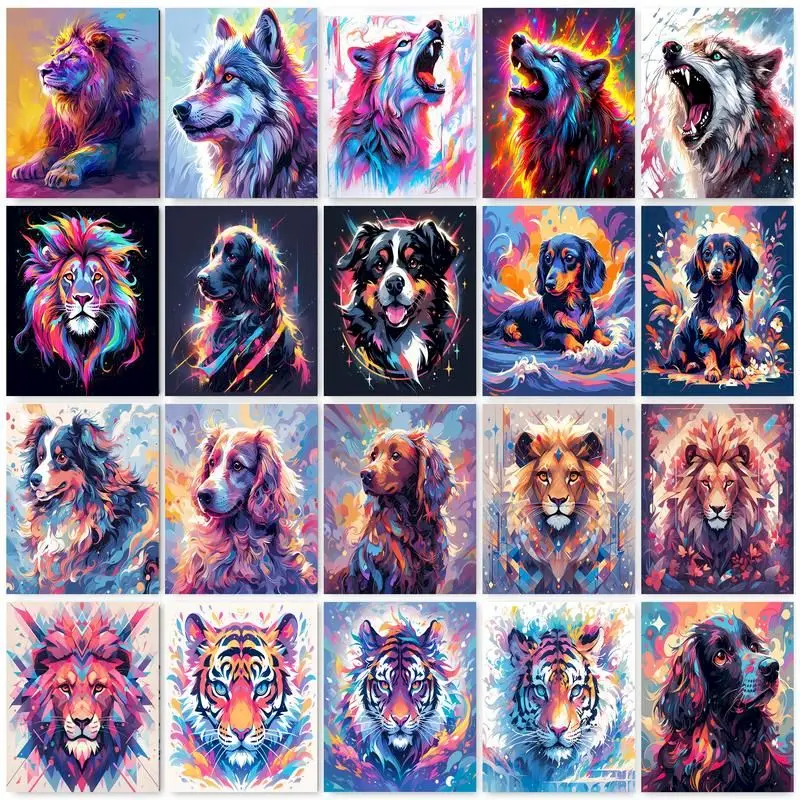 Gatyztoire bricolage peinture par numéros Kit de peinture chiens peinture numéros adultes artisanat bricolage cadeau décors pour la maison sur toile coloriage par numéro