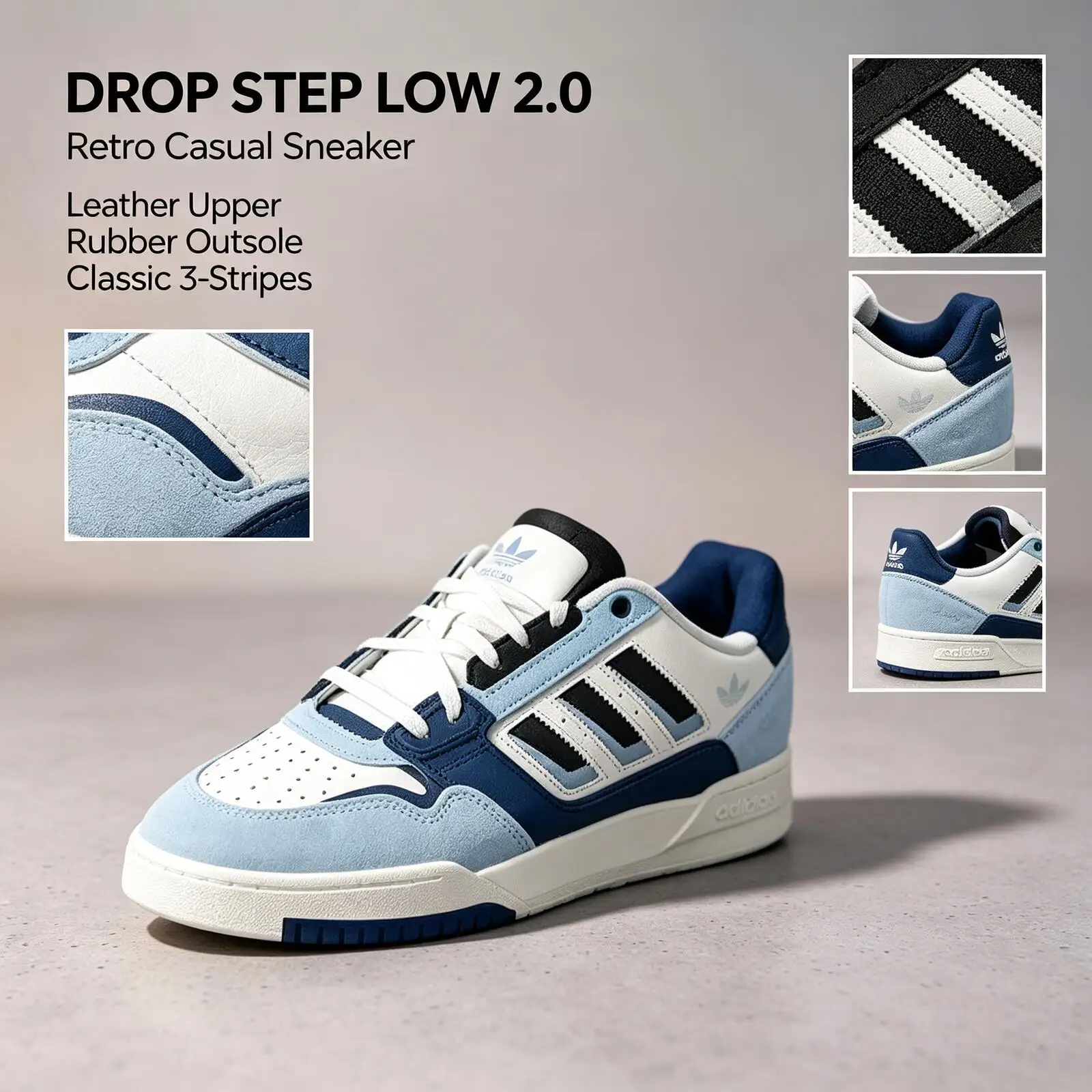 Adidas Originals DROP STEP LOW 2.0 KJ1109 Herren Forum Low Classic Sneakers Retro Streetwear Skateboarding Freizeitschuhe