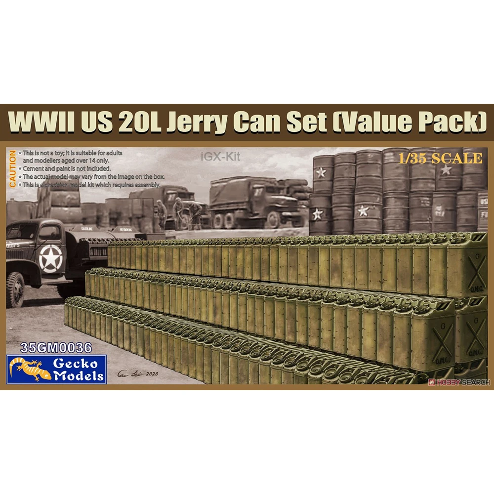 Gecko 35GM0036 1:35 Scale WWII US 20L Jerry Can Set Scenes Situations Hobby Building Craft Plastic Assembly Model Kit
