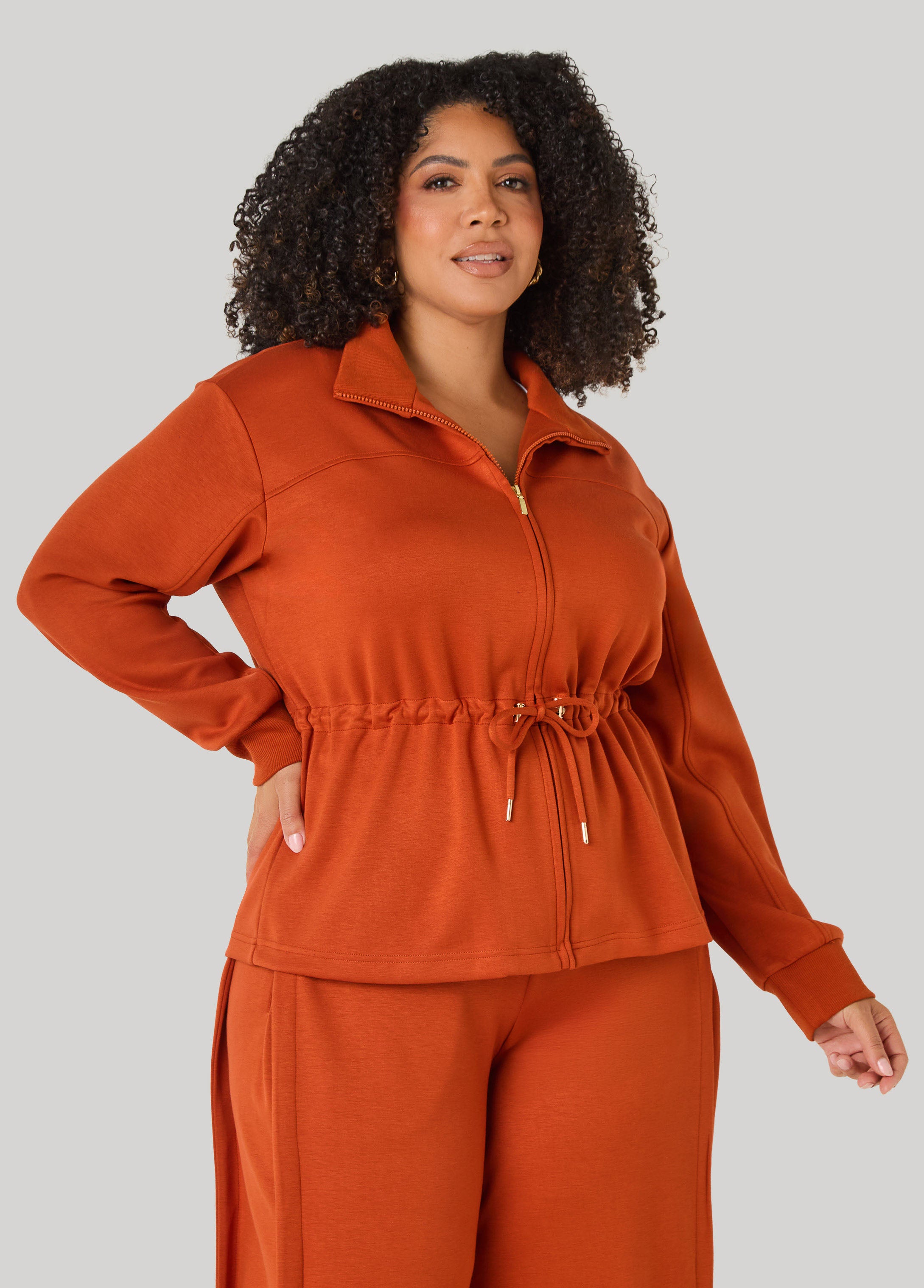 Plus Size Luxe Soft Scuba Drawstring Jacket
