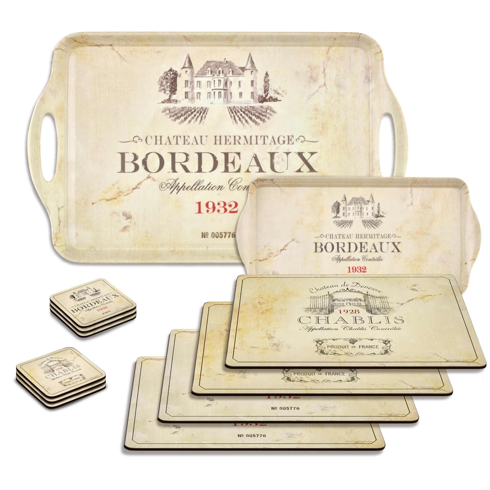 Pimpernel Cork Placemat Coaster Tray Set - 1" H x 4" L x 4" W