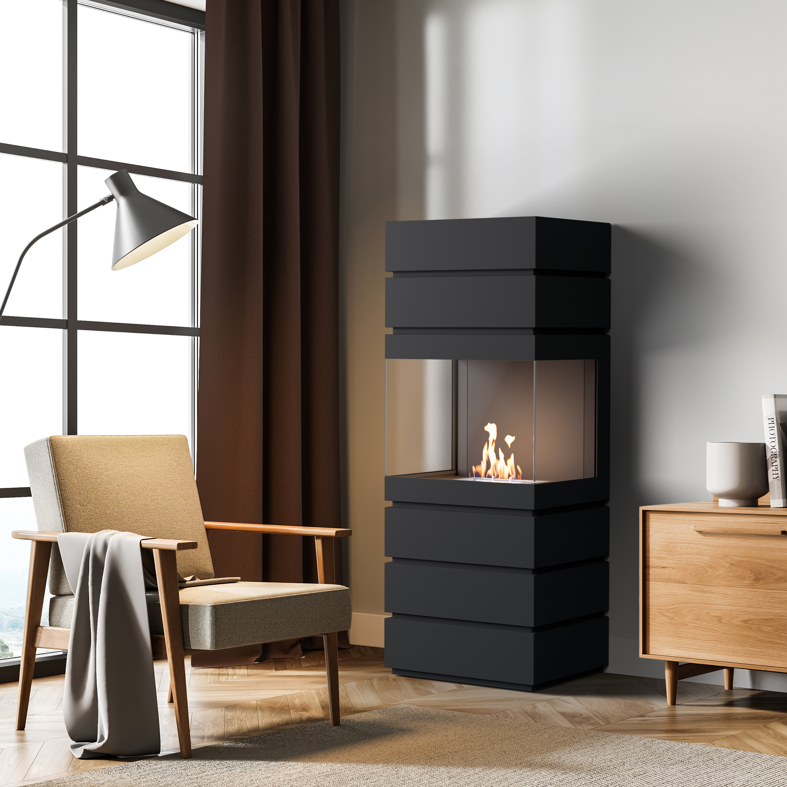 Noble Flame TOWER [geschlossener Ethanolkamin]: Schwarz