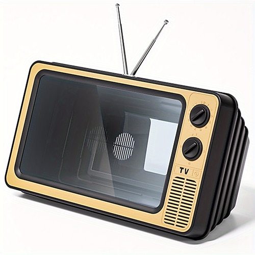 Retro-TV-Bildschirmvergrößerung für Smartphones, 12-Zoll-HD-Smartphone-Bildschirmverstärker für Filme, Videos und Spiele, tragbarer Handyständer Halter, kreatives nostalgisches Geschenk für Kinder
