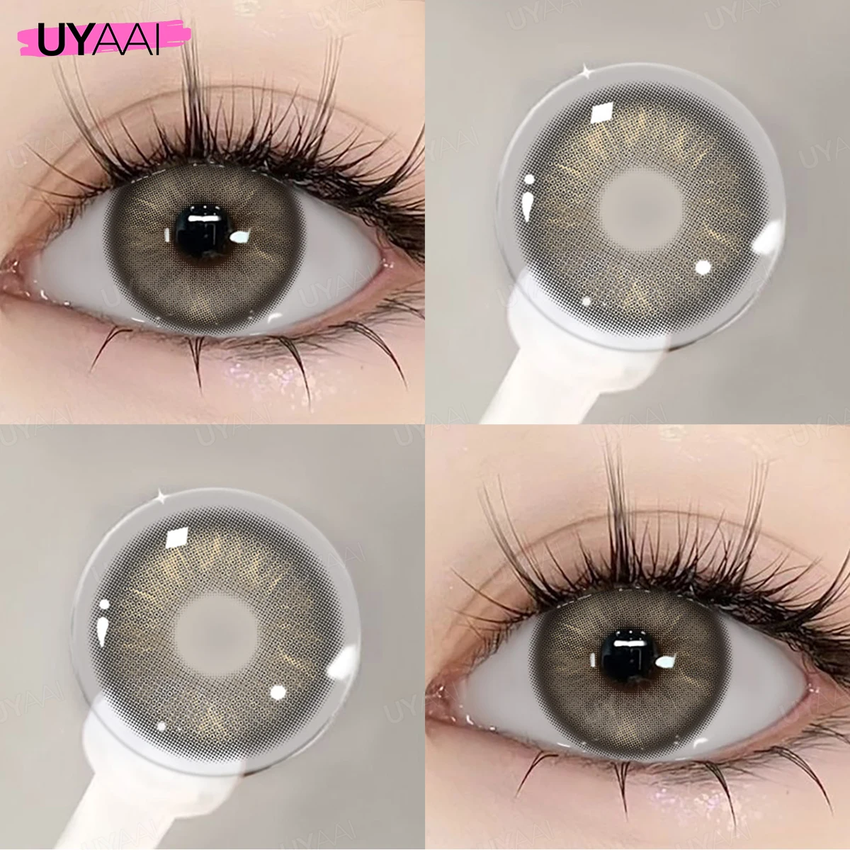Lentilles de contact colorées naturelles UYAAI, lentilles bleues, lentilles vertes, lentilles grises, lentilles de contact souples pour la beauté, lentilles de contact colorées pour les yeux, 2 pièces