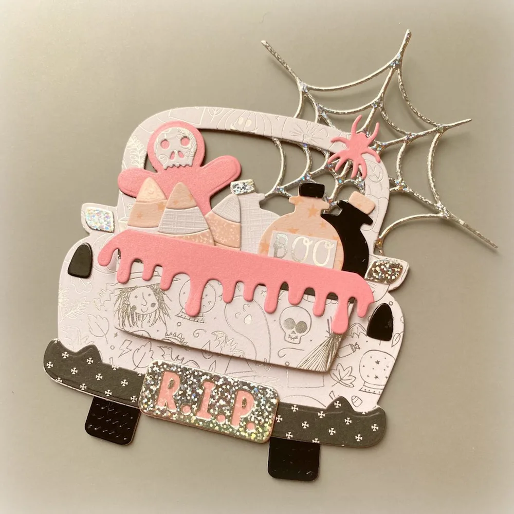 KSCRAFT Halloween camion ajouter sur matrices de découpe en métal pochoirs pour bricolage Scrapbooking décoratif gaufrage bricolage cartes en papier