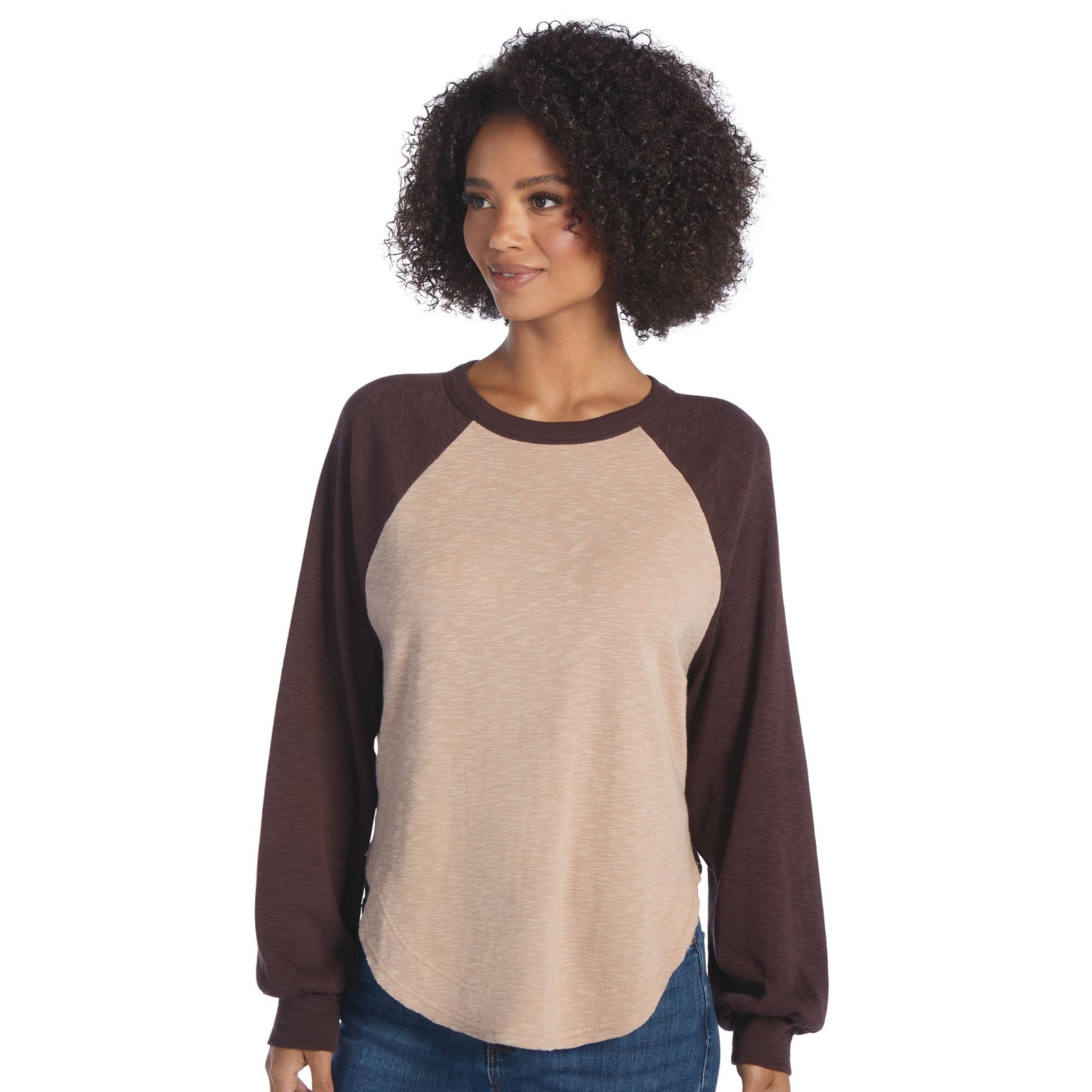 Masseys All-Star Raglan Long Sleeve (Women's) Casual in Coffee/Woodsmoke, Size 5X, Cotton/Polyester/Viscose