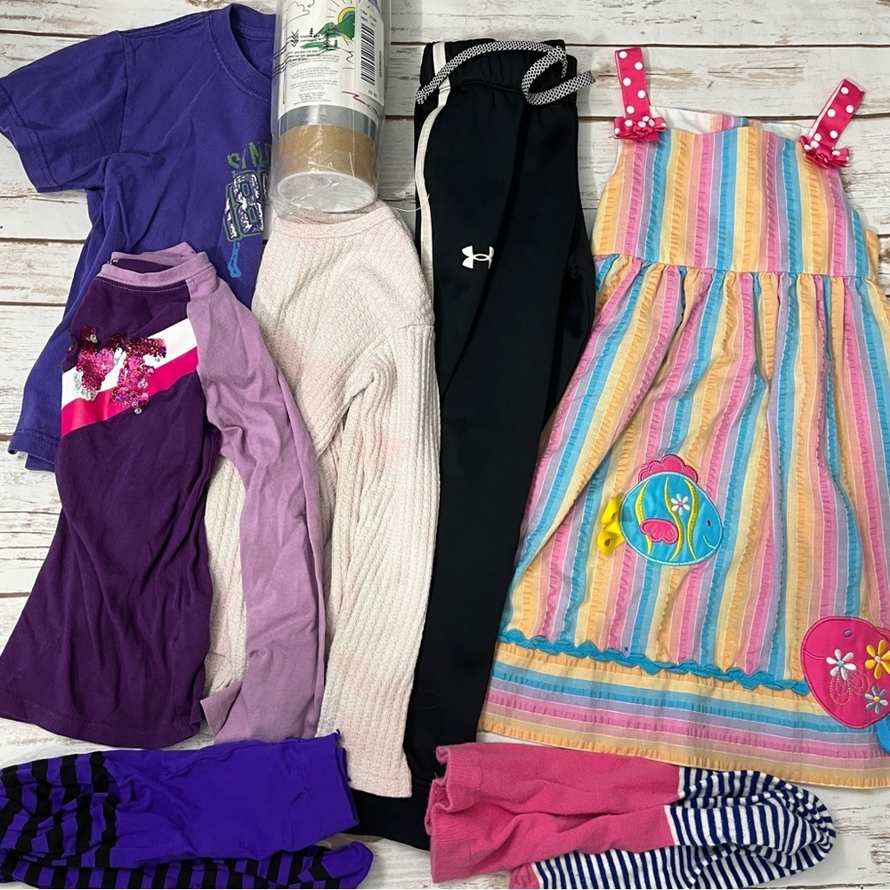 Under Armour Shirts & Tops | Under Armour Sweatpants, Shirts Nwt T-Shirt, Tights Girls Xs Clothes Bundle | Color: Black/Pink | Size: Xsg