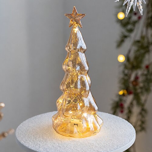 Ornamenti luminosi in vetro per albero di Natale, statuetta luminosa per albero di Natale con luce, decorazioni luminose per la casa, decorazioni da scrivania, regali per la casa, centrotavola per