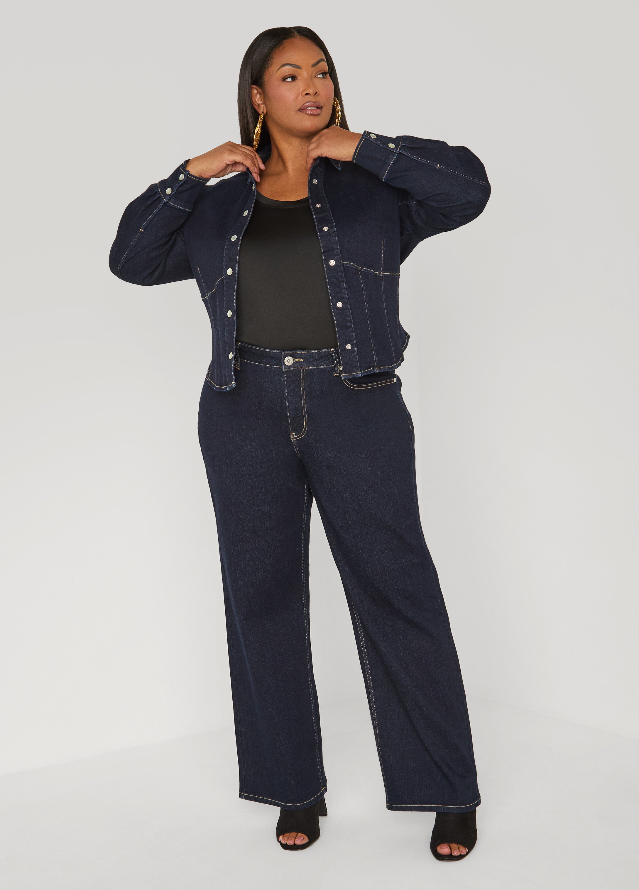Plus Size High Waist Wide Leg Jeans