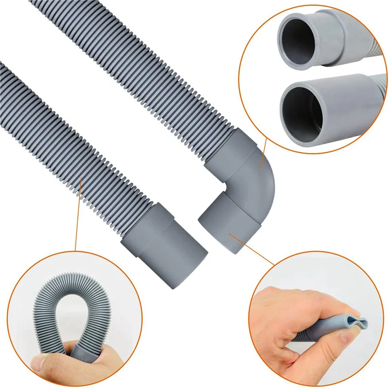 ABUD-2X Washing Machine Hose Drain Hose Washing Machine 2.5M Drain Hose Extension For Washing Machines Dishwashers Dryers