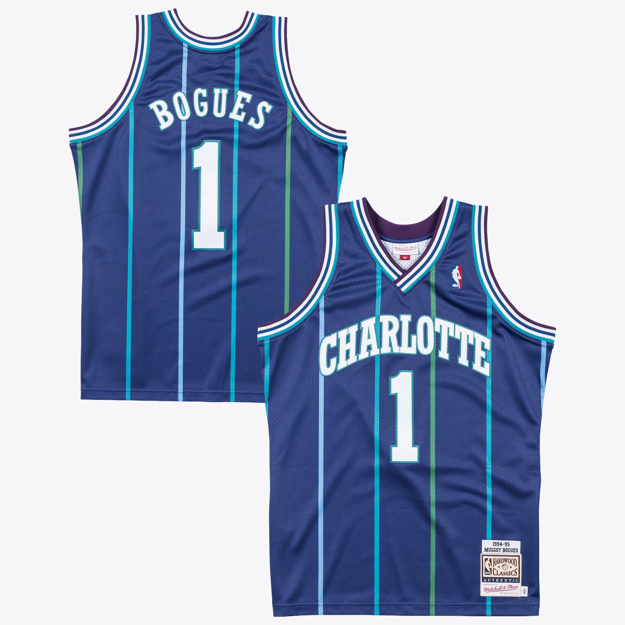 Maillot authentique Mitchell & Ness Muggsy Bogues des Charlotte Hornets - Homme Taille: S