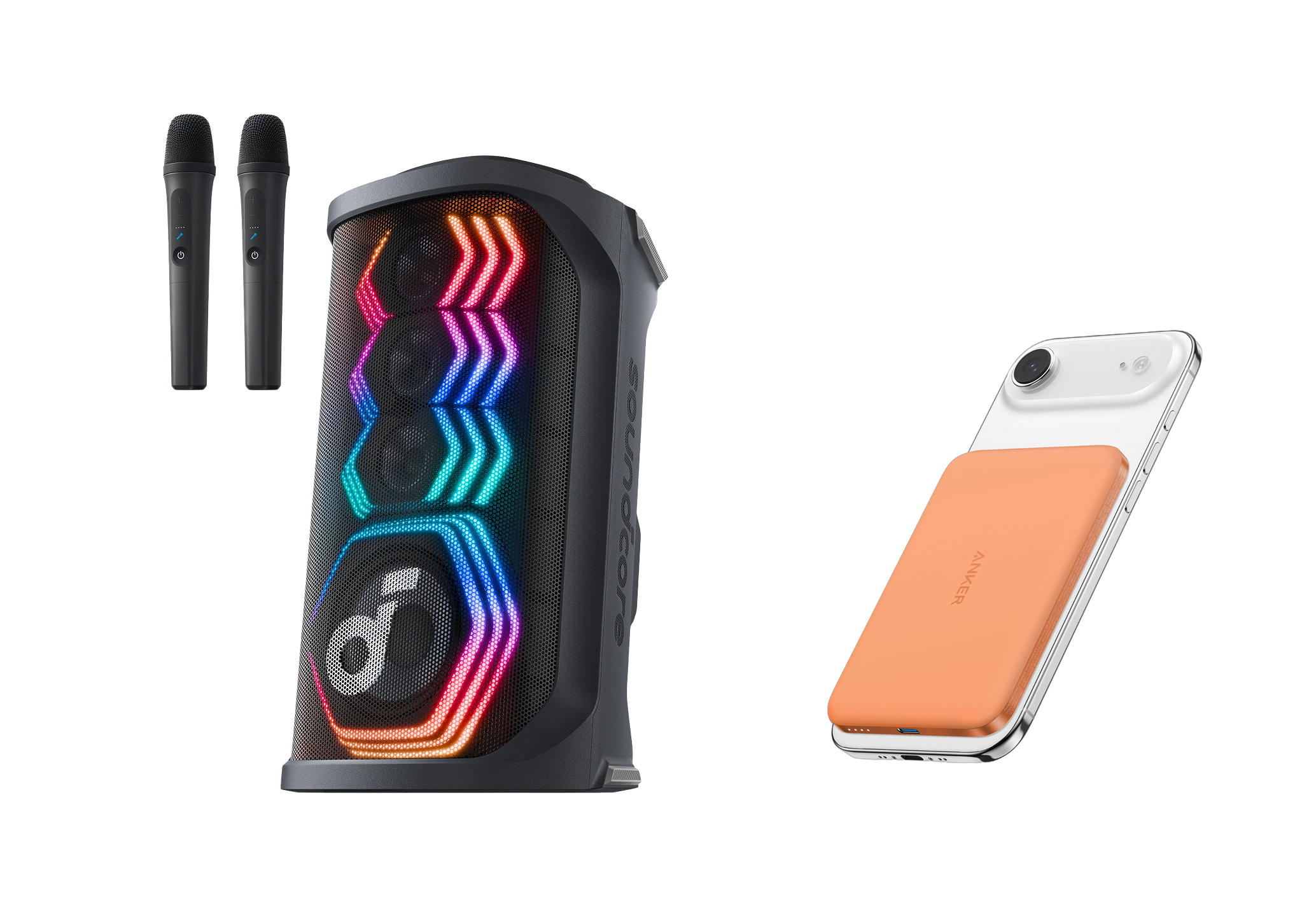 Rave 3S | KI Karaoke Party-Lautsprecher mit 200W Sound+Anker Nano Powerbank (5K, Magnetisch, Slim)